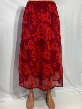 Shelly & Arnold Size Large Red Midi Skirt Vintage Womens